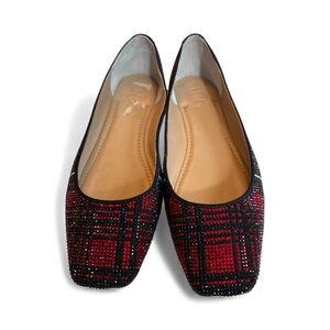INC International Concepts Red and Black Plaid Flats Juney size 7.5 38